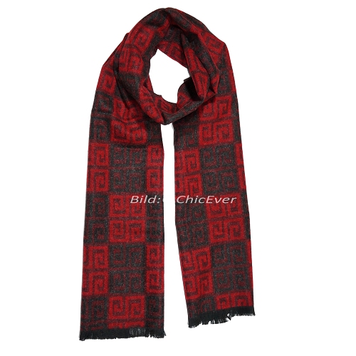 Eleganter Schal aus Wolle, Wollschal, 30cmx180cm, schwarz, rot, 3113 - zum Schließen ins Bild klicken